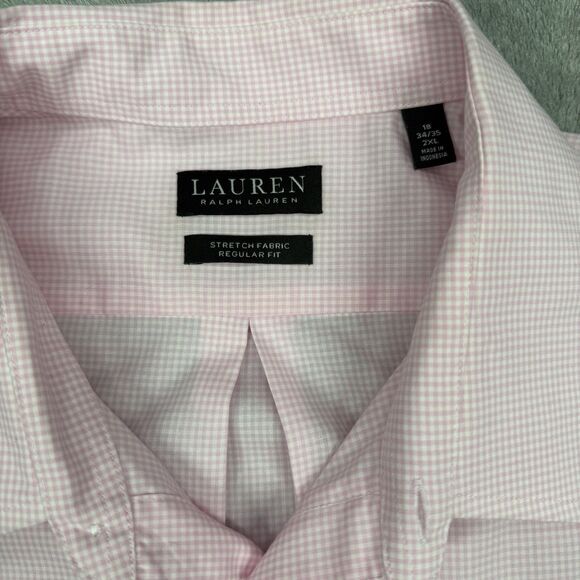 Lauren Ralph Lauren Button Down Shirt Men’s 2XL Pink Stretch Fabric Regular Fit - Picture 4 of 7